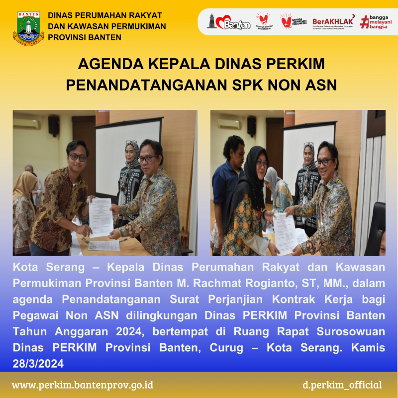 Penandatanganan SPK Non ASN oleh Kepala Dinas